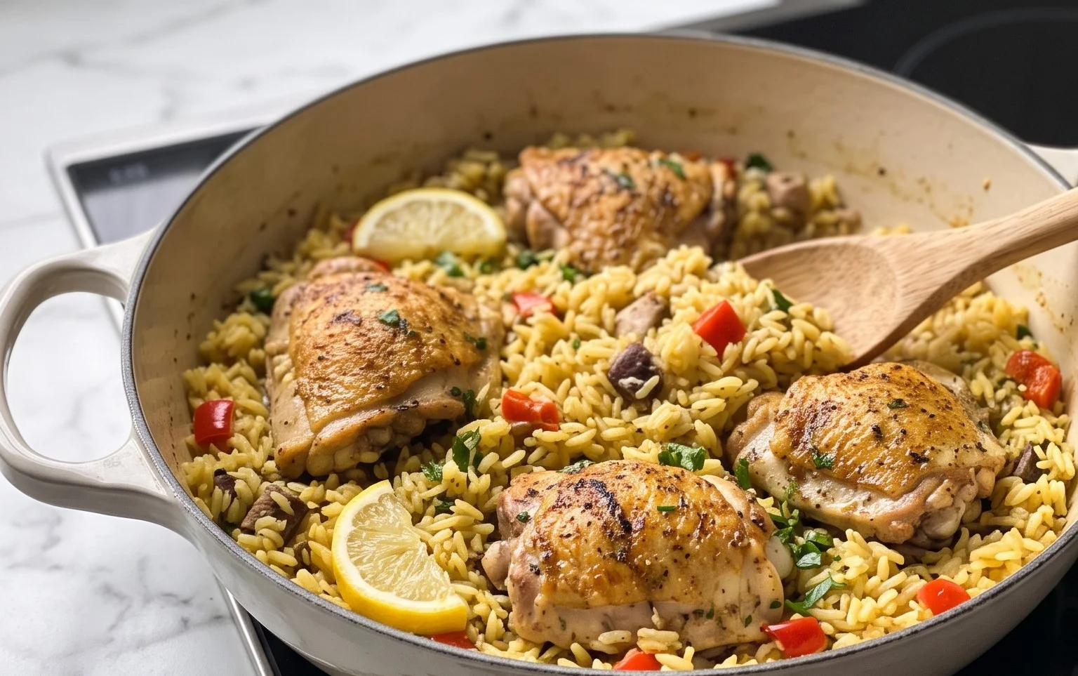 Greek Chicken and Lemon Rice (30 Minutes, One-Pot)