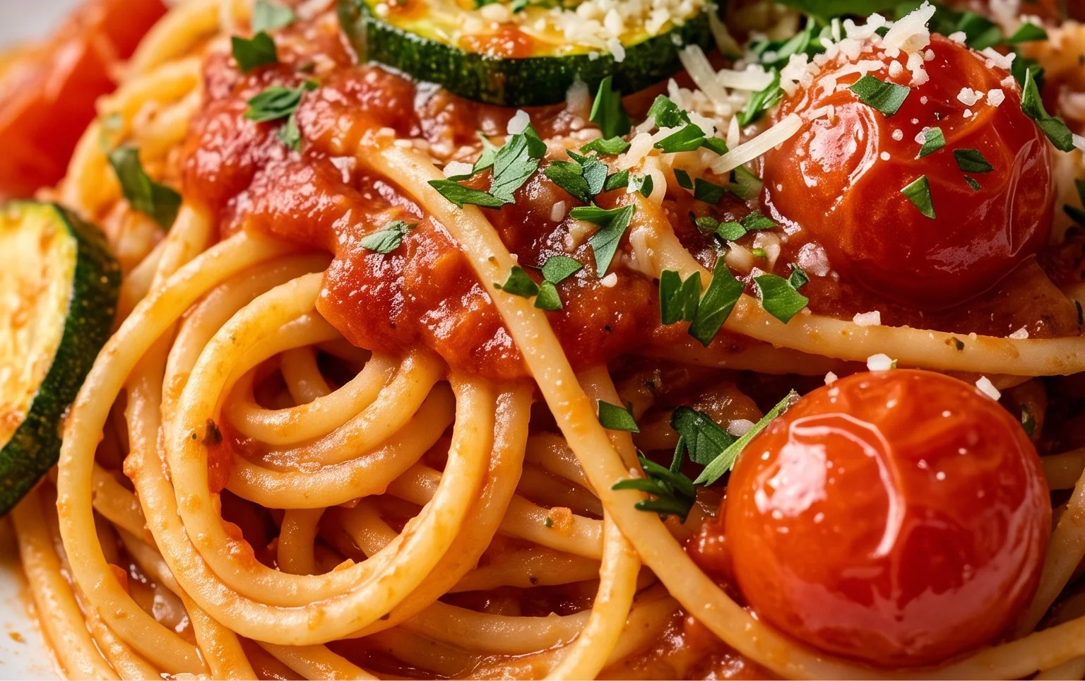 Healthy Tomato Zucchini Pasta
