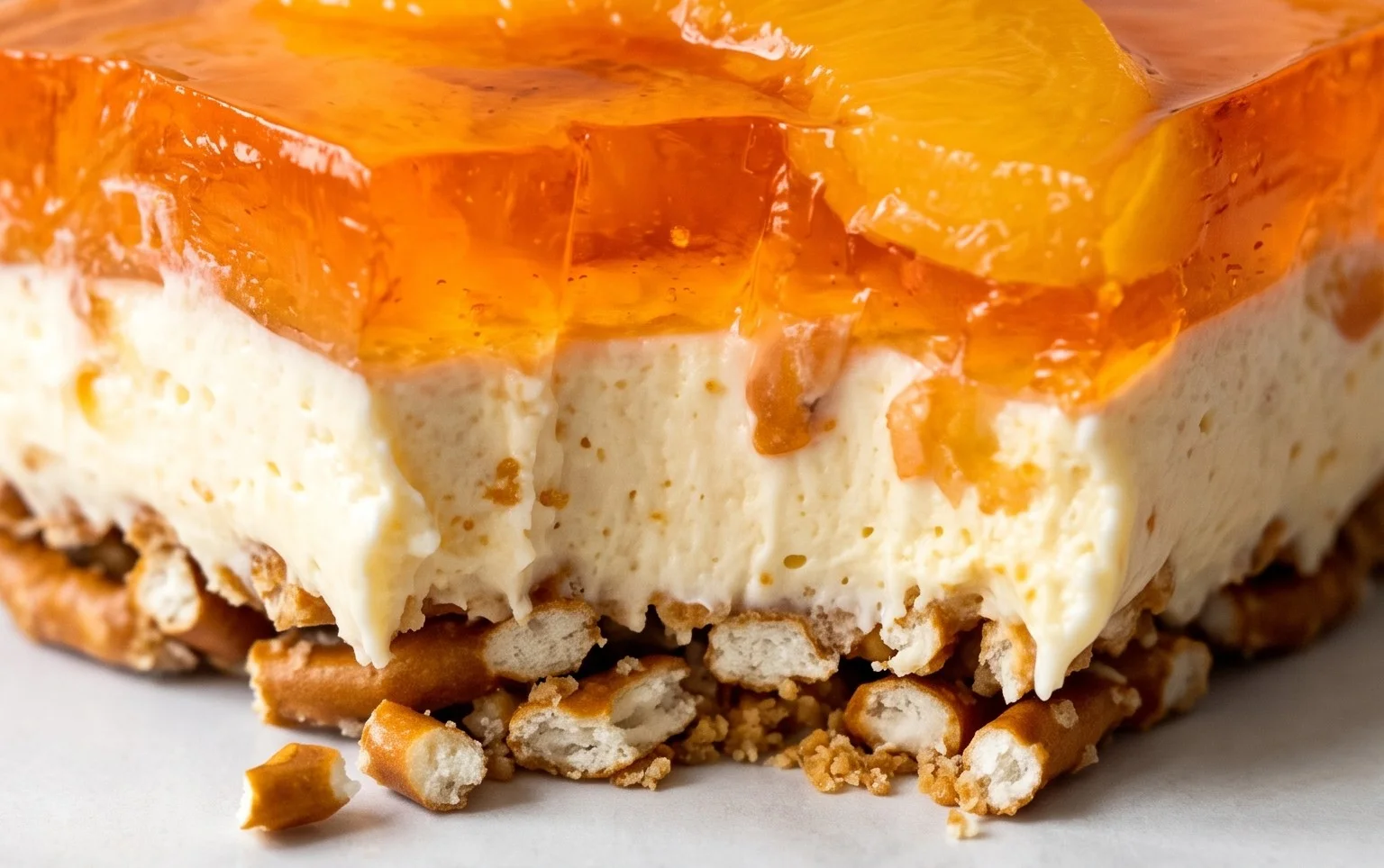 Peach Pretzel Salad Dessert