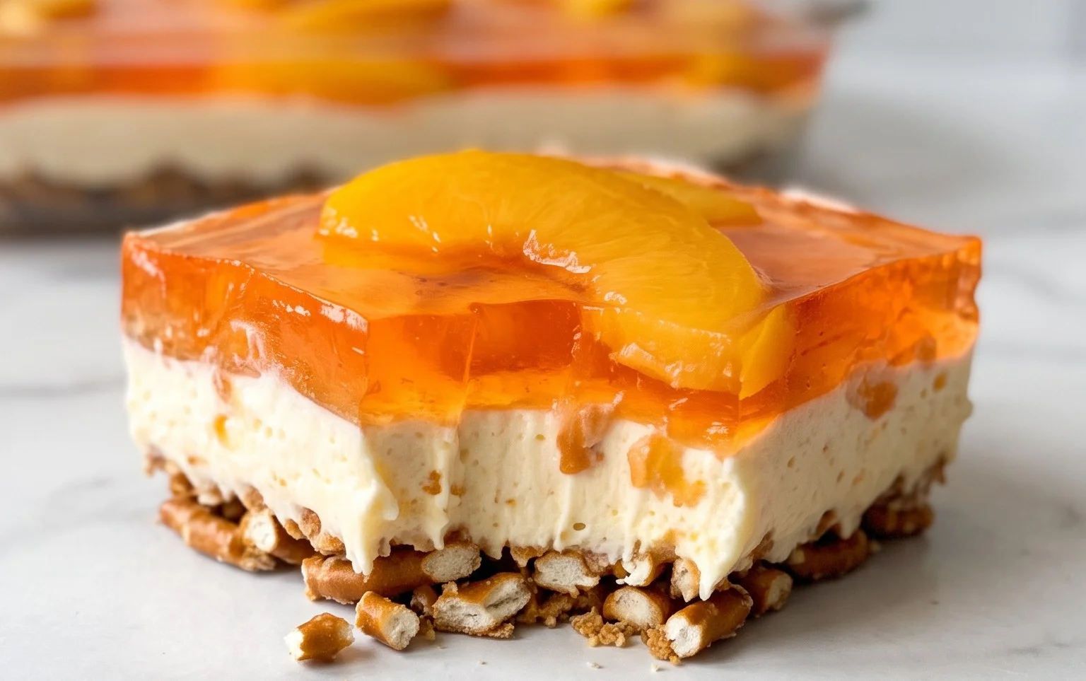 Peach Pretzel Salad Dessert