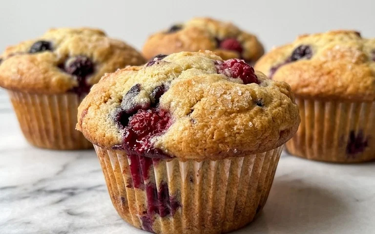 Bakery Style Mixed Berry Muffins | with Frozen Berries