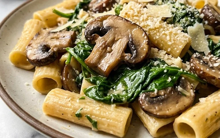 Parmesan Spinach Mushroom Pasta Skillet