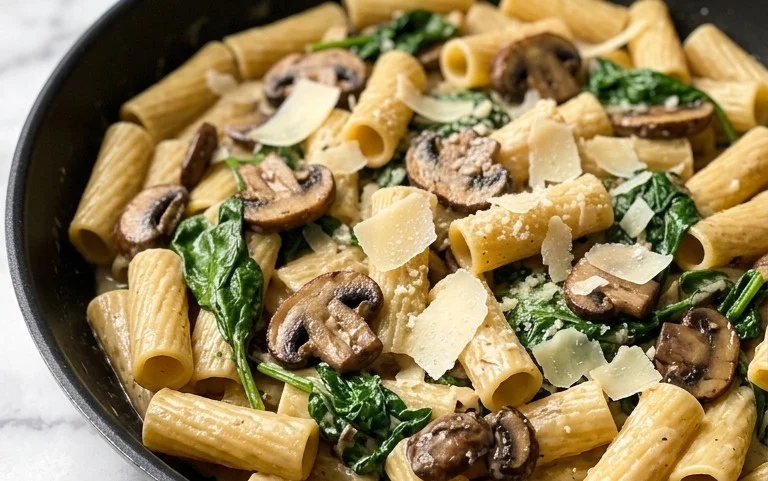 Parmesan Spinach Mushroom Pasta Skillet