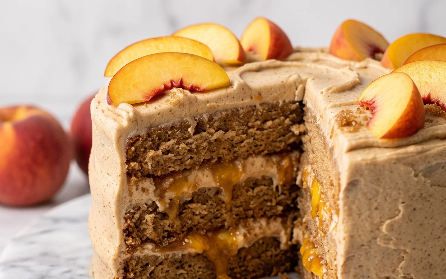 Brown Sugar Layer Cake with Peach Filling