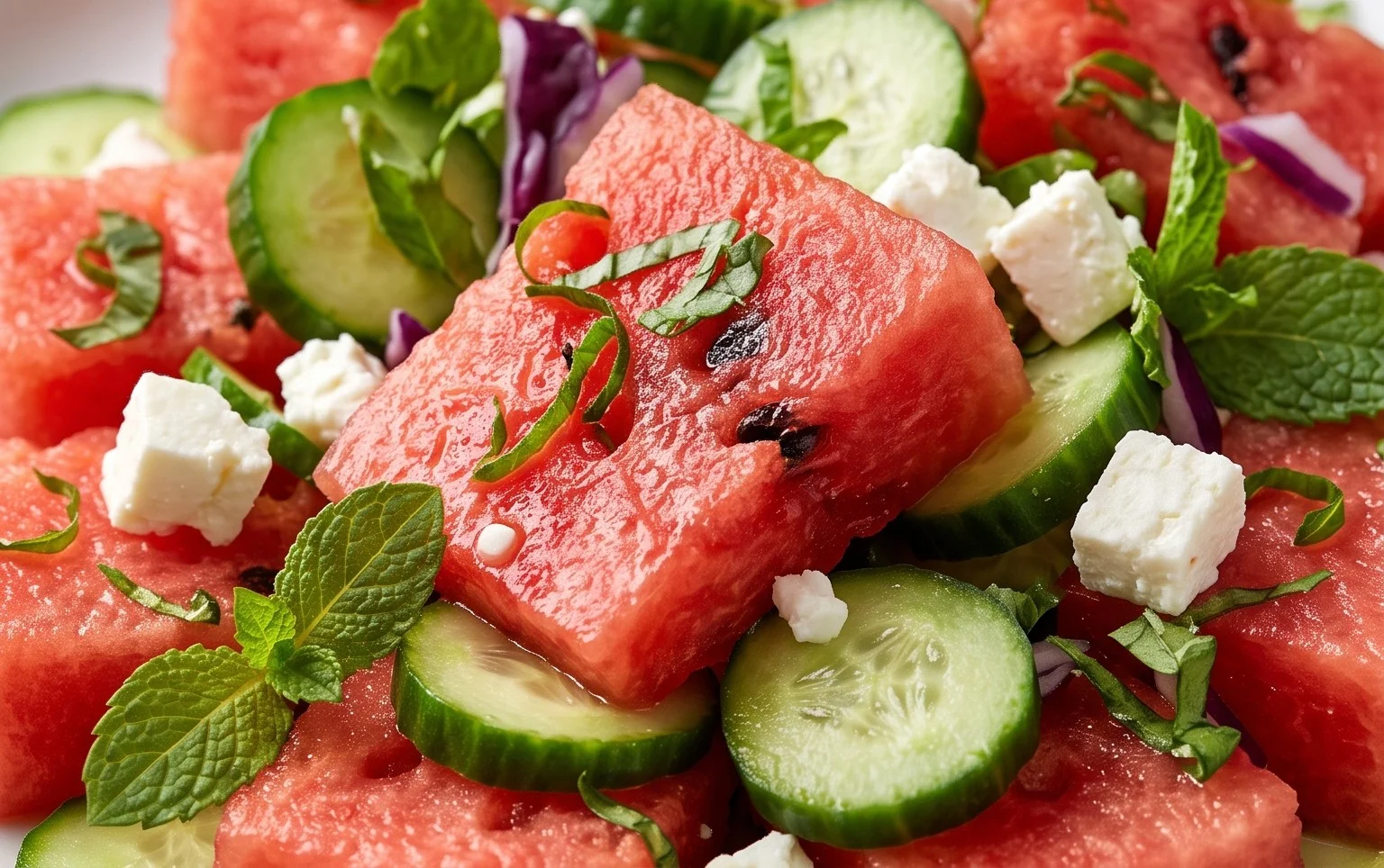 Watermelon Salad with Cucumber and Feta